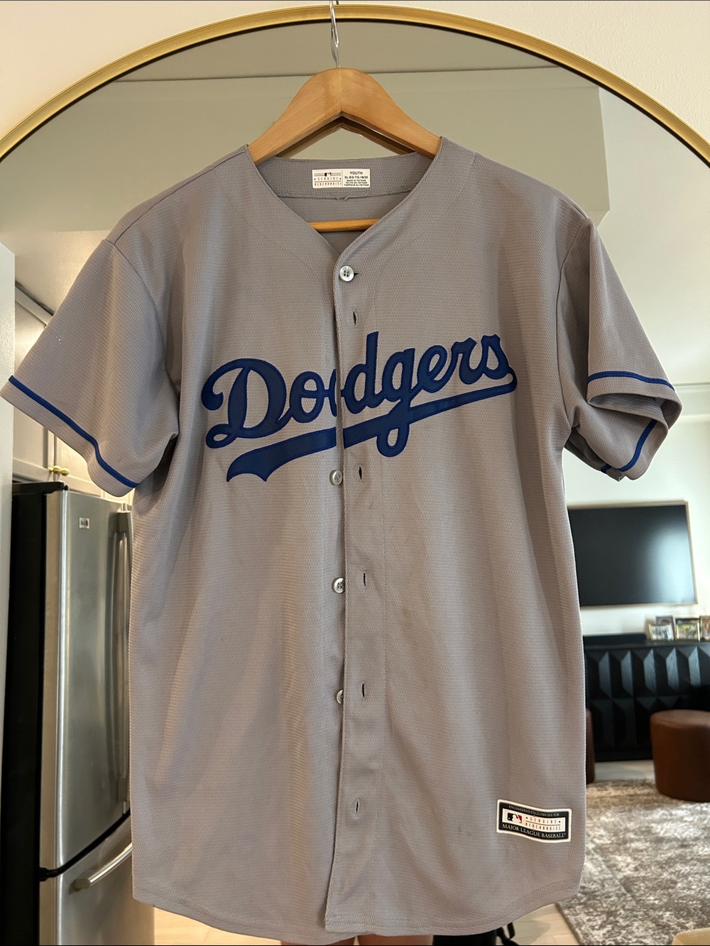 Los Angeles Dodgers Kids Gray & Blue Button-Front Jersey